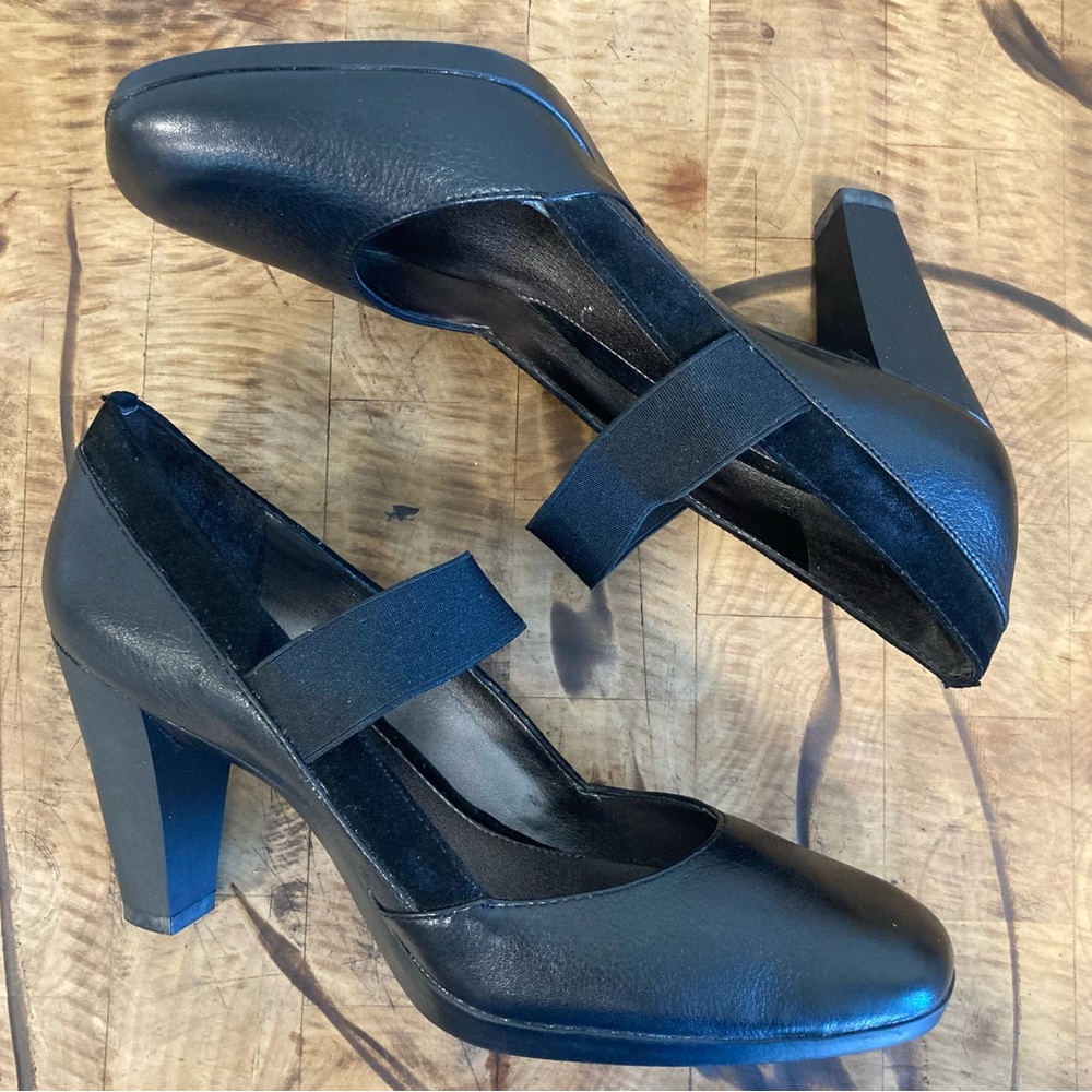 Women’s Black Leather Heels Circa Joan & David Size 7.5 CJ Shana - Picture 9 of 14